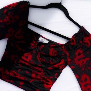 Just Polly New York Long Sleeve Crop Top, Small Size